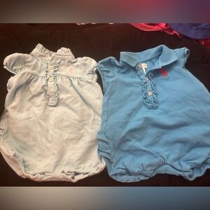 Baby Blue and Light Blue Rompers